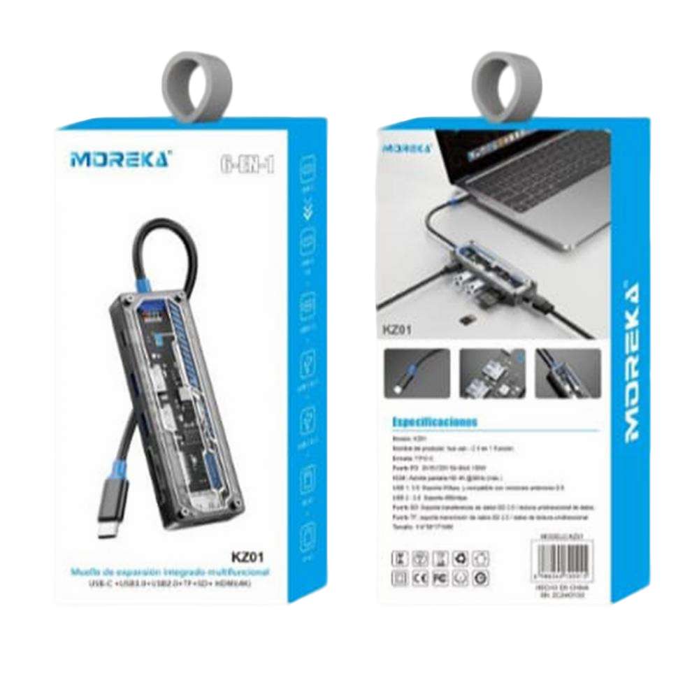 HUB Multipuertos Moreka USB C 6 en 1 Moreka KZ01
