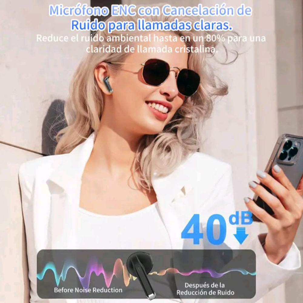 Audífonos Bluetooth Cancelación de Ruido Sport 25mAh + estuche 300mAh IPX4 G-TIDE L21