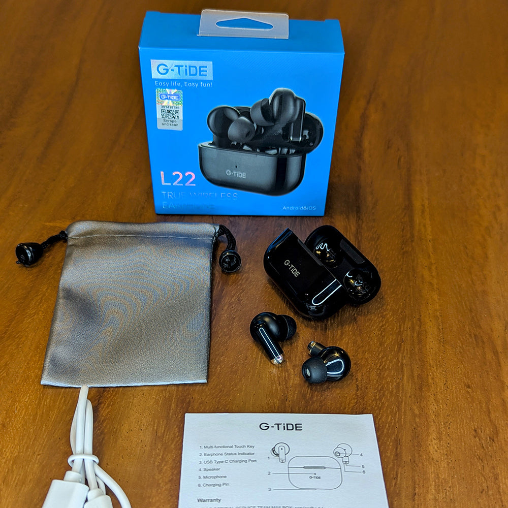 Audífonos Bluetooth Cancelación de Ruido Sport 25mAh + estuche 300mAh IPX4 G-TIDE L21