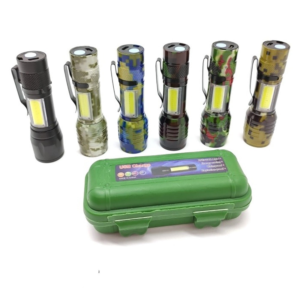 Lampara Táctica Camuflaje Usb Led 4000L COB + Clip Moreka SQ-535