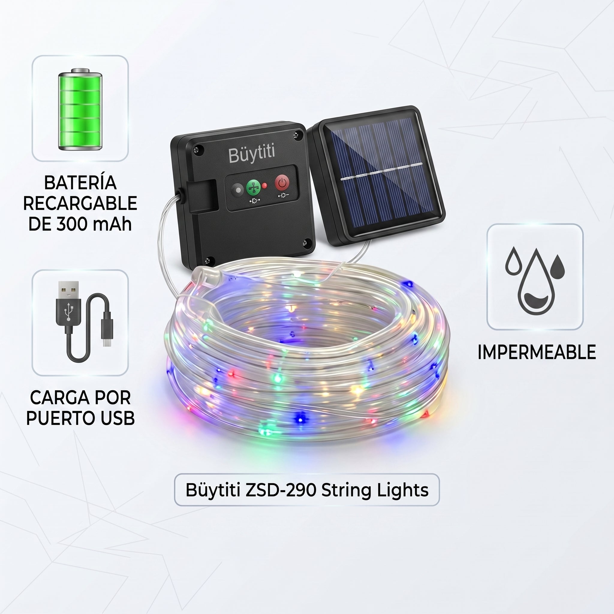 Luces Decorativas LED Büytiti ZSD-290 12 Metros Batería Recargable Interior