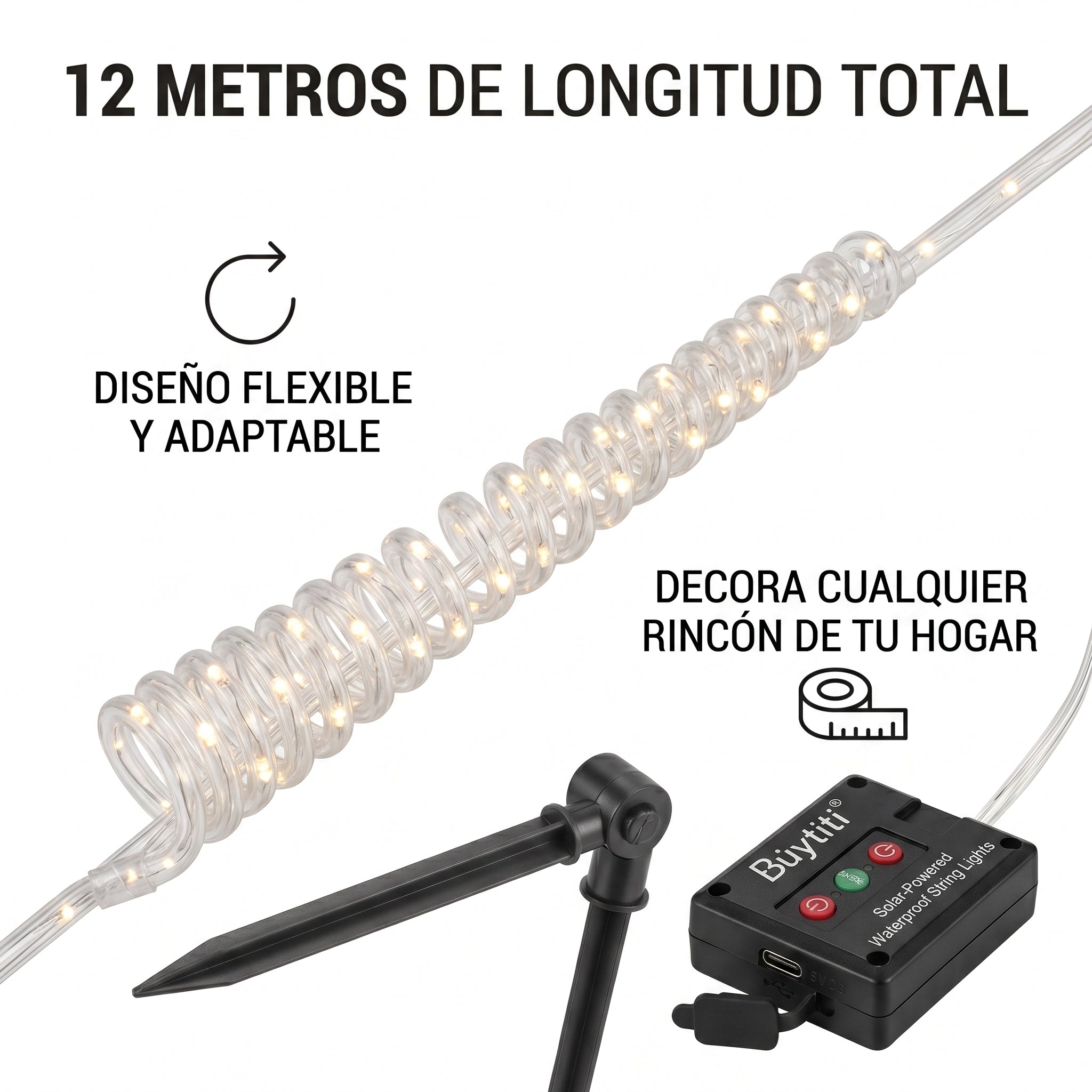 Luces Decorativas LED Büytiti ZSD-290 12 Metros Batería Recargable Interior