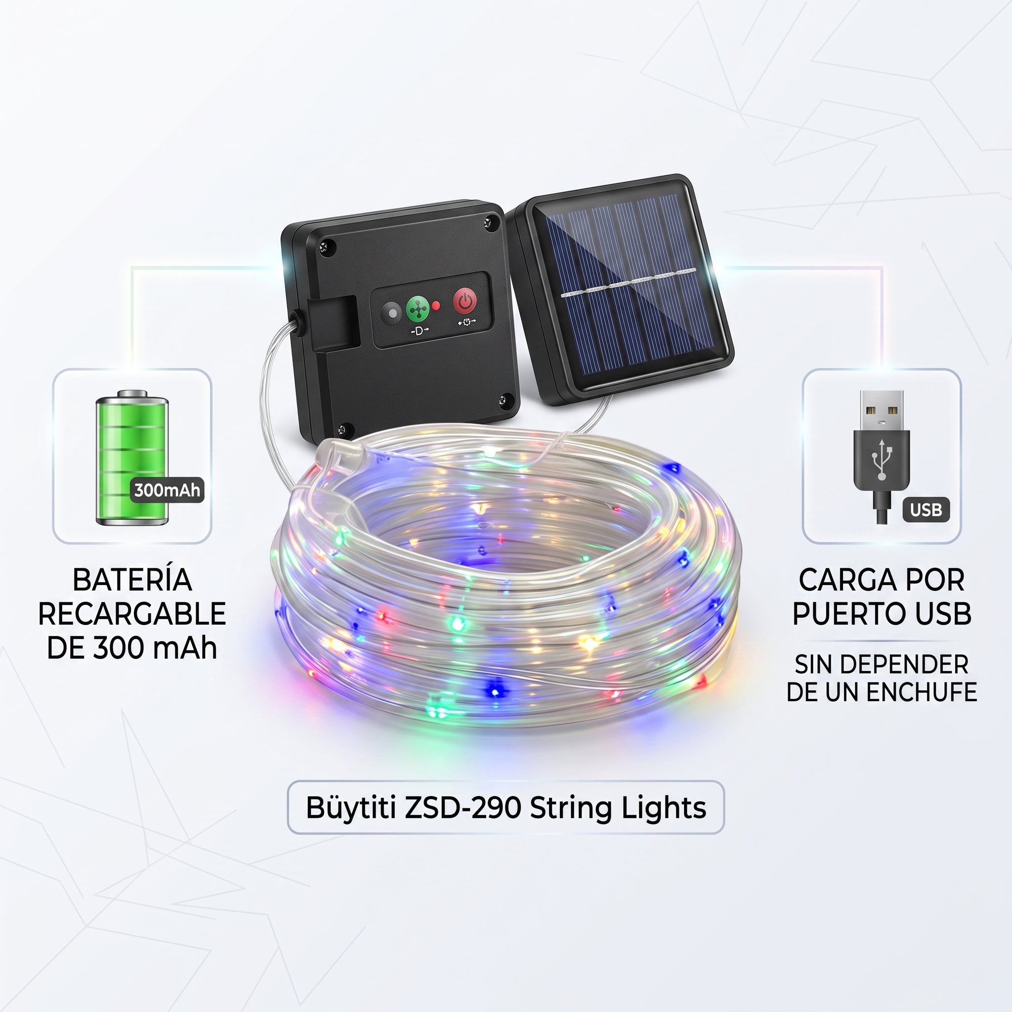 Luces Decorativas LED Büytiti ZSD-290 12 Metros Batería Recargable Interior