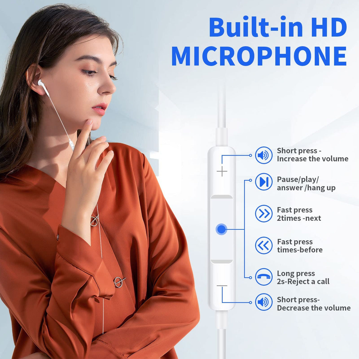 Audífonos Moreka M-918 Alámbricos Manos Libres conector tipo C Micrófono integrado