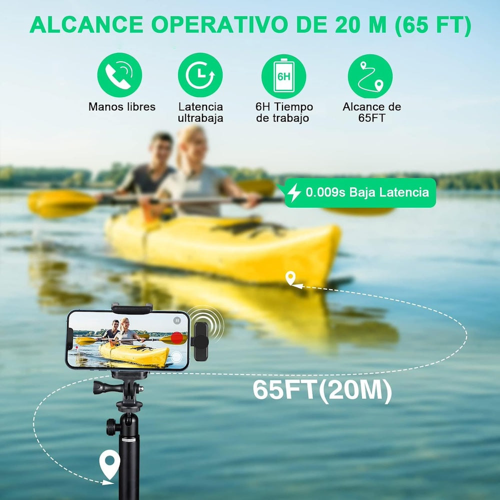 Paquete de 2 micrófonos inalámbricos  reducción de ruido con clip para grabación de vlog Moreka ML-03