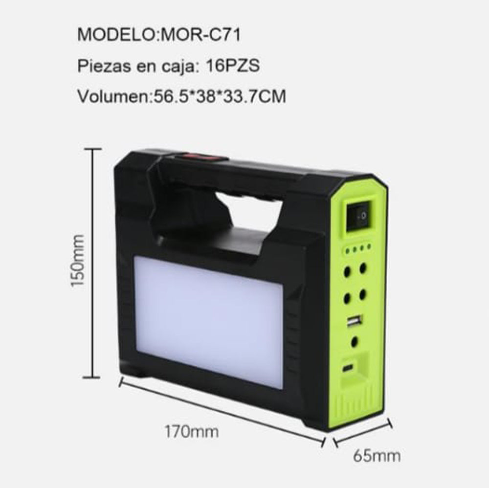 Mini Sistema Solar 3 Focos Linterna Power Bank 4000 mAh MOR-C71