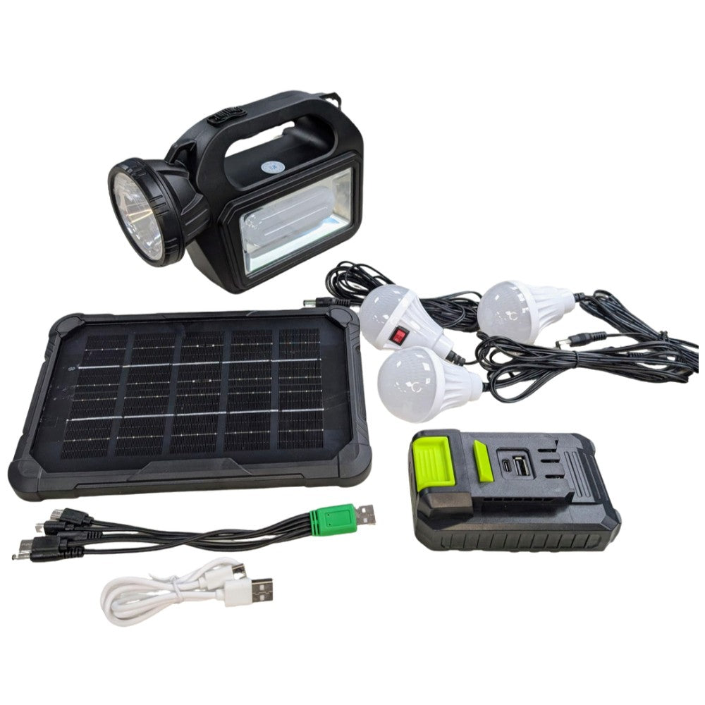 Mini Sistema Solar 3 Focos Linterna Power Bank 4500 30W mAh MOR-C8