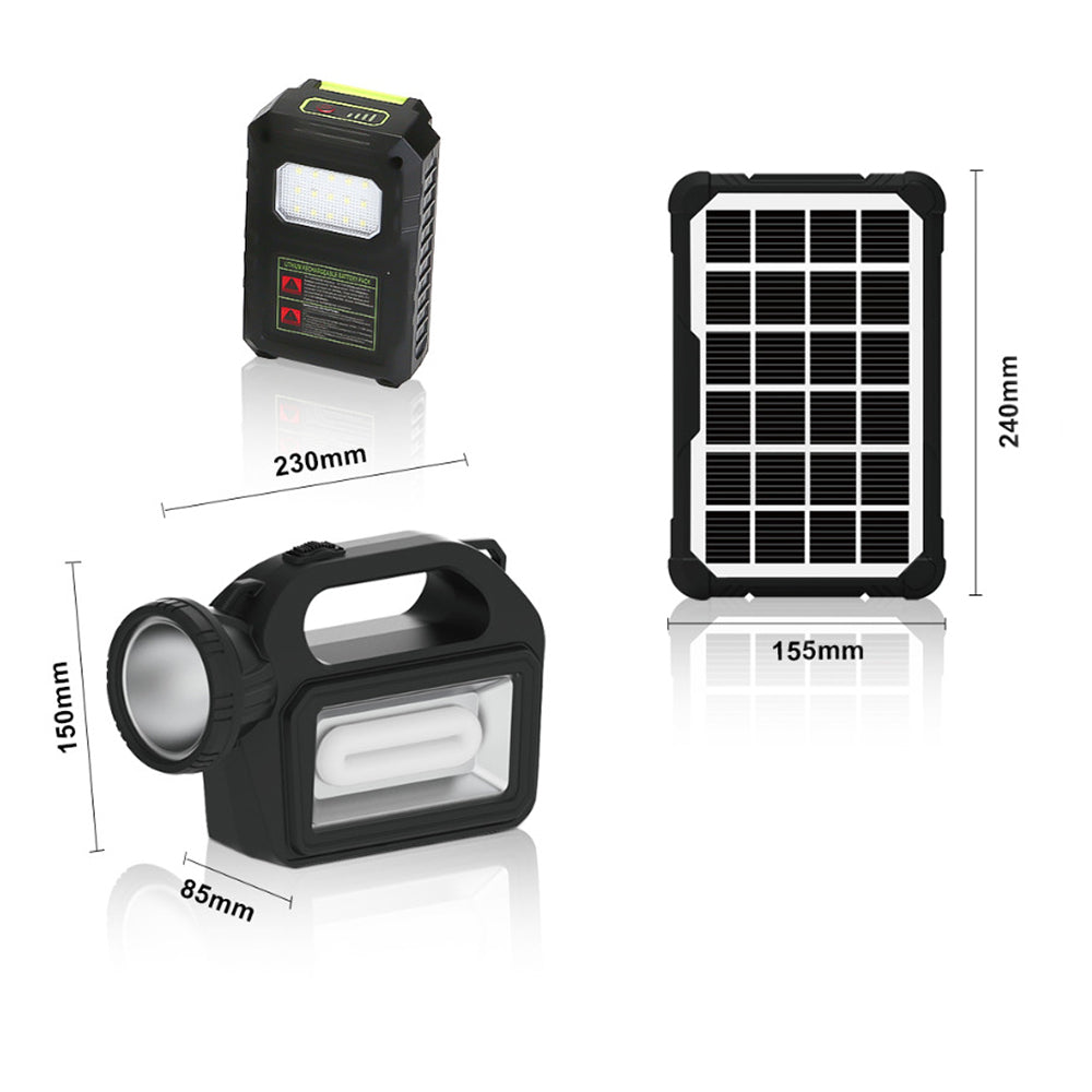 Mini Sistema Solar 3 Focos Linterna Power Bank 4500 30W mAh MOR-C8
