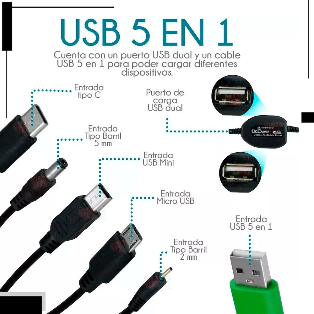 Panel Solar y bateria Moreka MOR-120S 20W 3000 mAh Para Exteriores