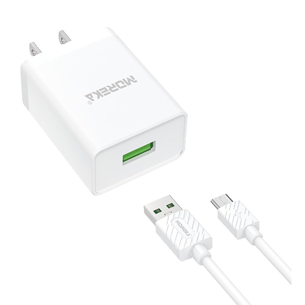 Cargador Micro USB V8 Moreka MR2645 2.1A Usb incluye Cable