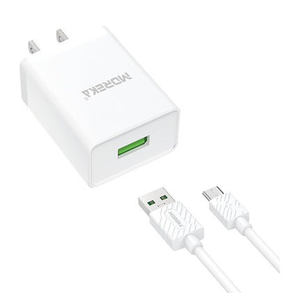 Cargador Micro USB V8 Moreka MR2645  2.1A Usb incluye Cable
