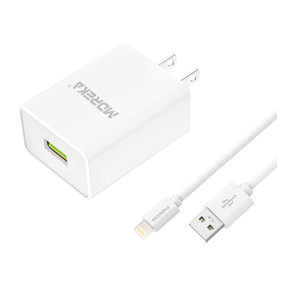Cargador 2.1A Moreka MR2885 Ligthning 2.1A Cable tipo IP 1M