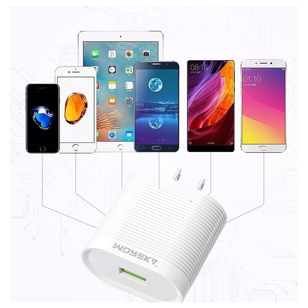 Cargador Moreka MR1245 2.4A Puerto USB incluye Cable Micro USB 1M