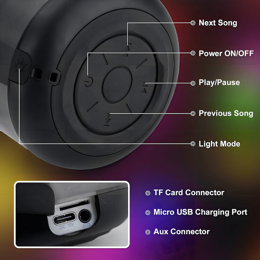 Bocina MS300 5W 5000mAh 4-5 hrs de bateria Bluetooth luz RGB recargable