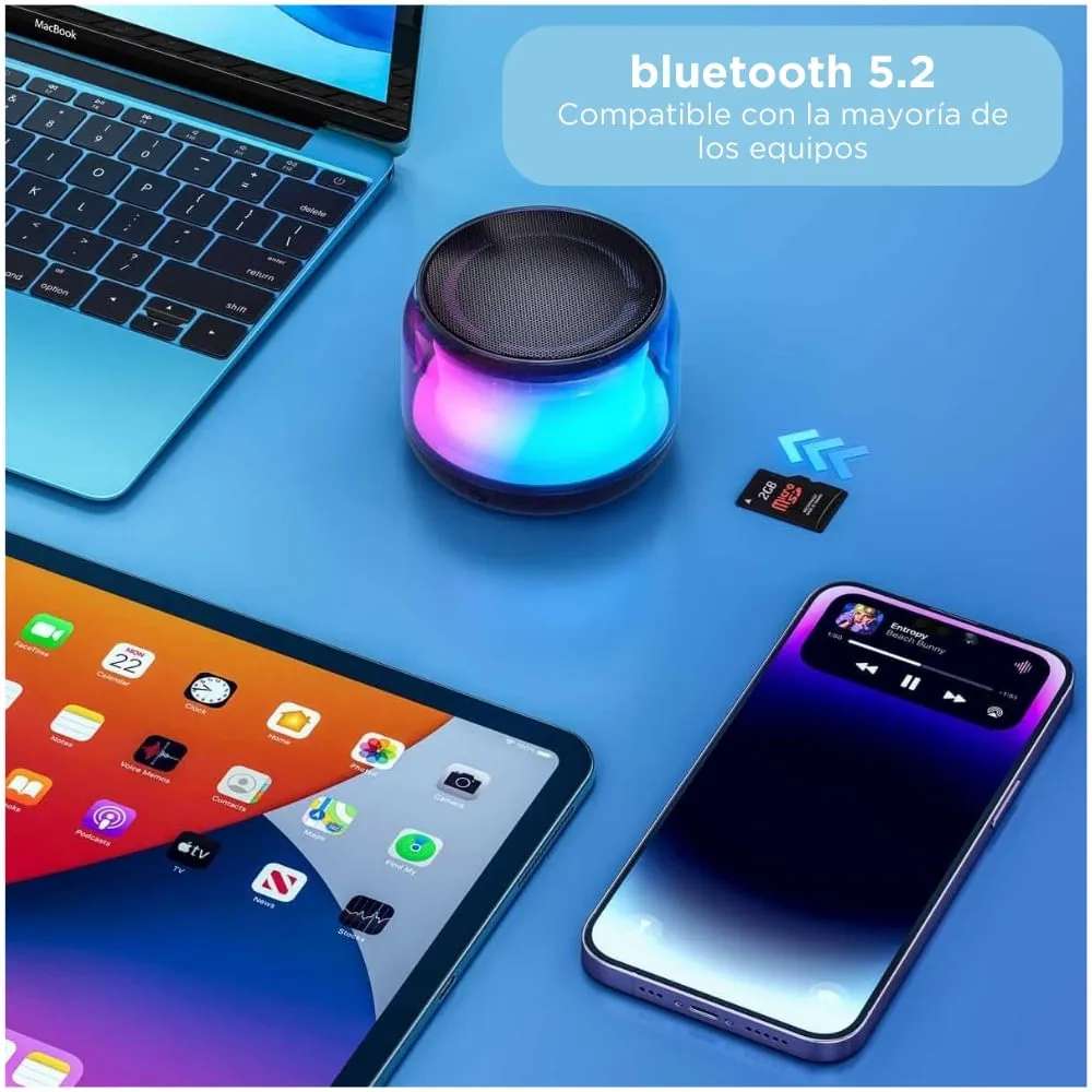 Bocina MS300 5W 5000mAh 4-5 hrs de bateria Bluetooth luz RGB recargable