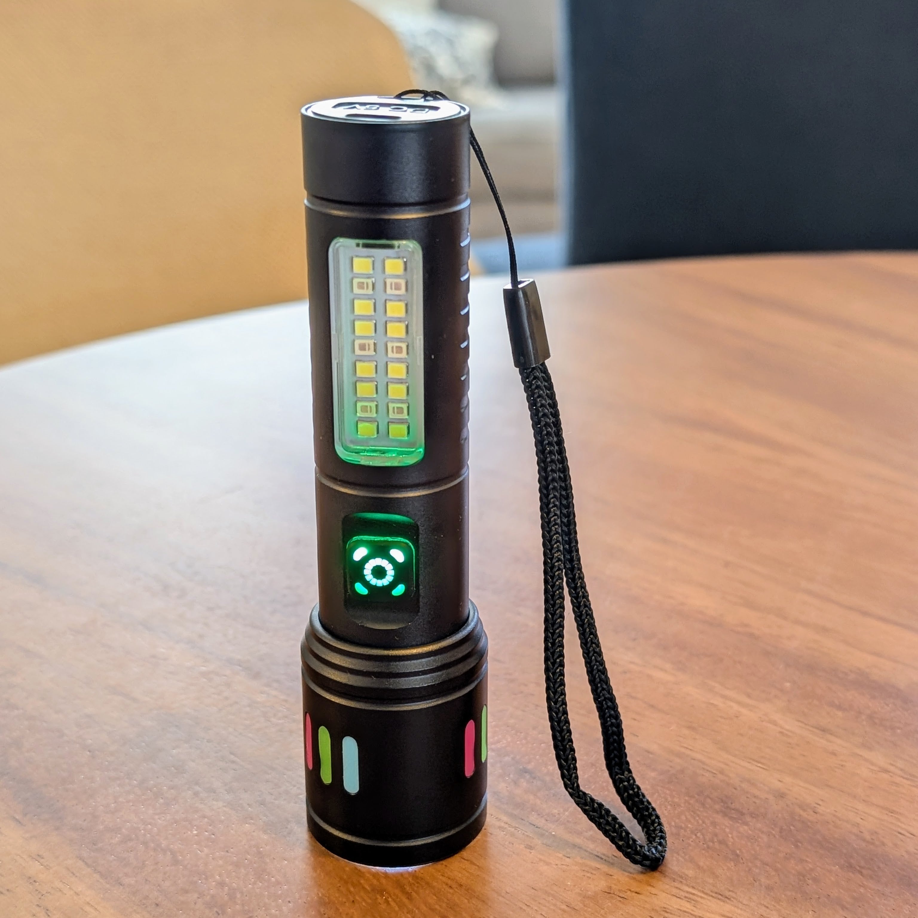 Lampara Táctica Recargable Usb Led COB en Blanco y Rojo de alerta  Moreka MT-027