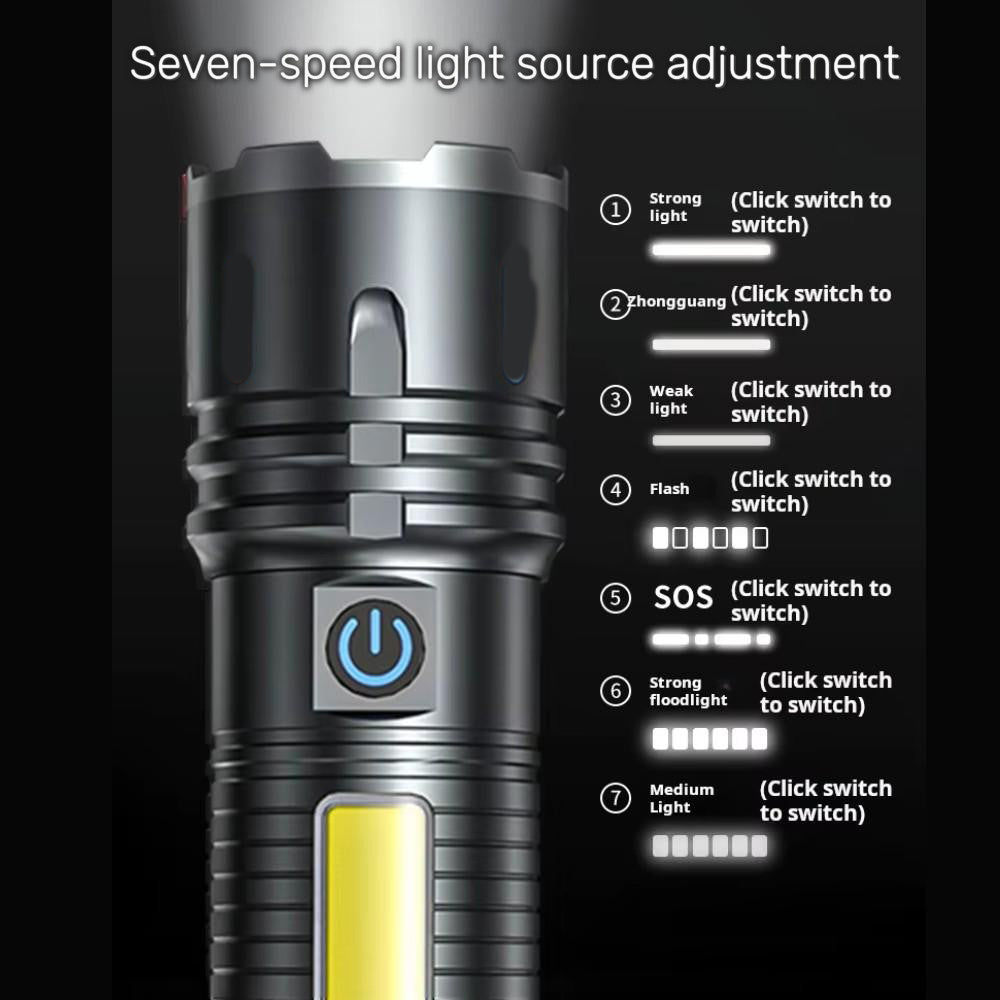Linterna tactica metalica recargable 3600mAh TG+COB 3000 metros de distancia MT-023