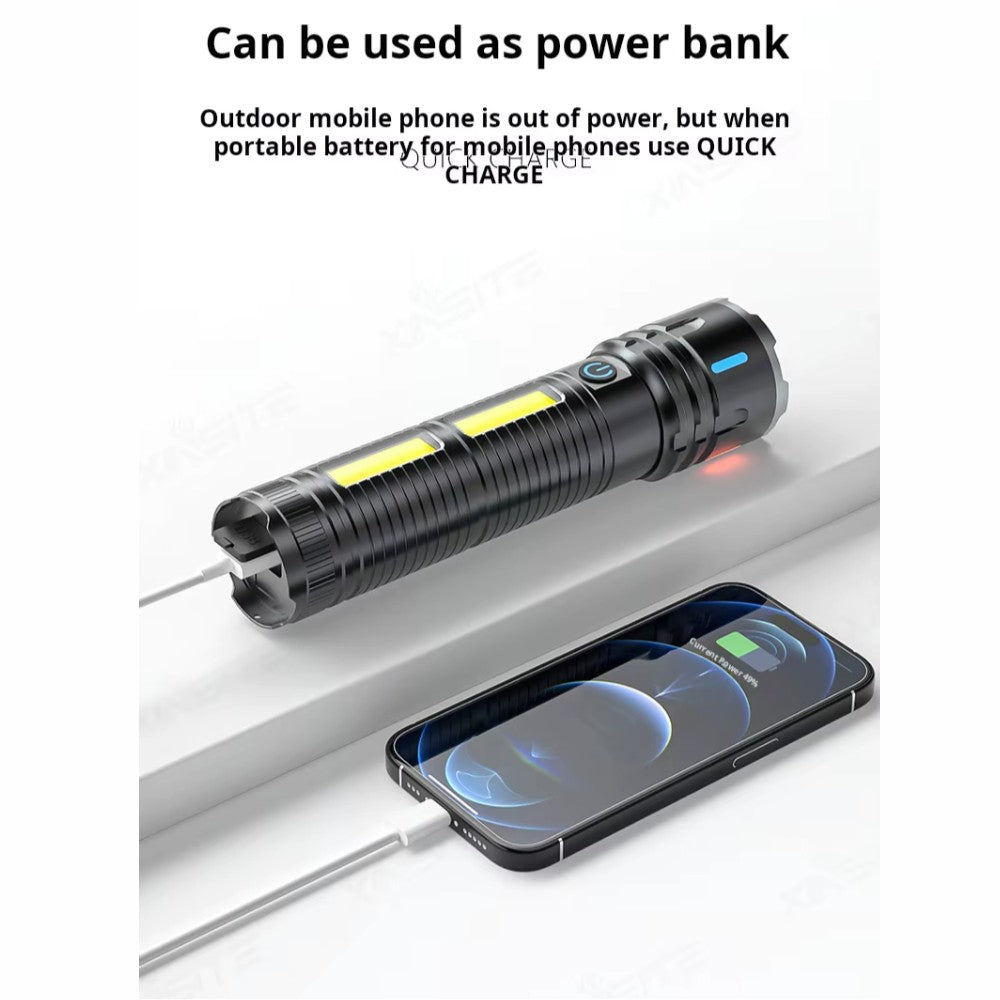 Linterna tactica metalica recargable 3600mAh TG+COB 3000 metros de distancia MT-023