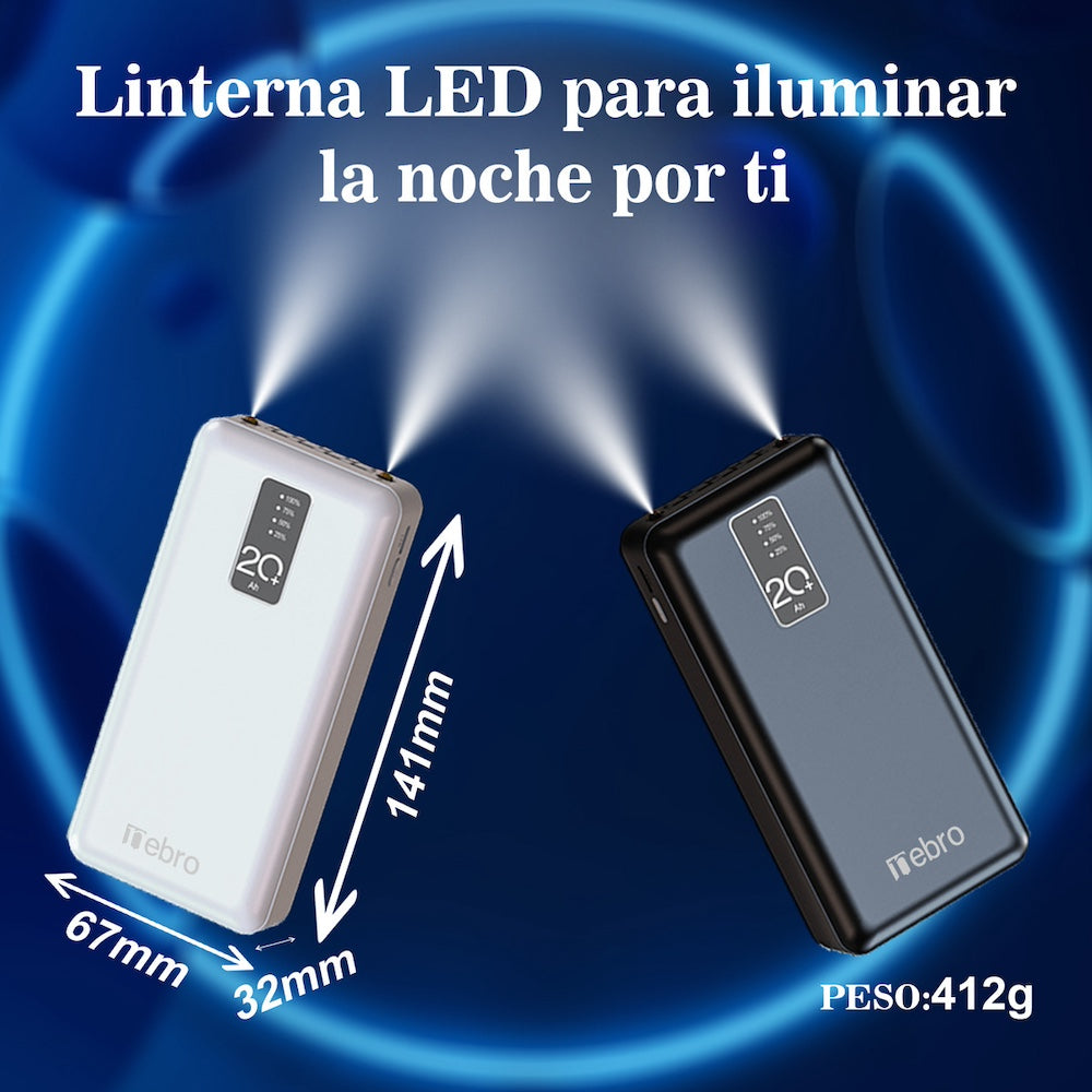 Power Bank Nebro WB-214 20000mAh 2.1A 5V incluye cables IP C V8