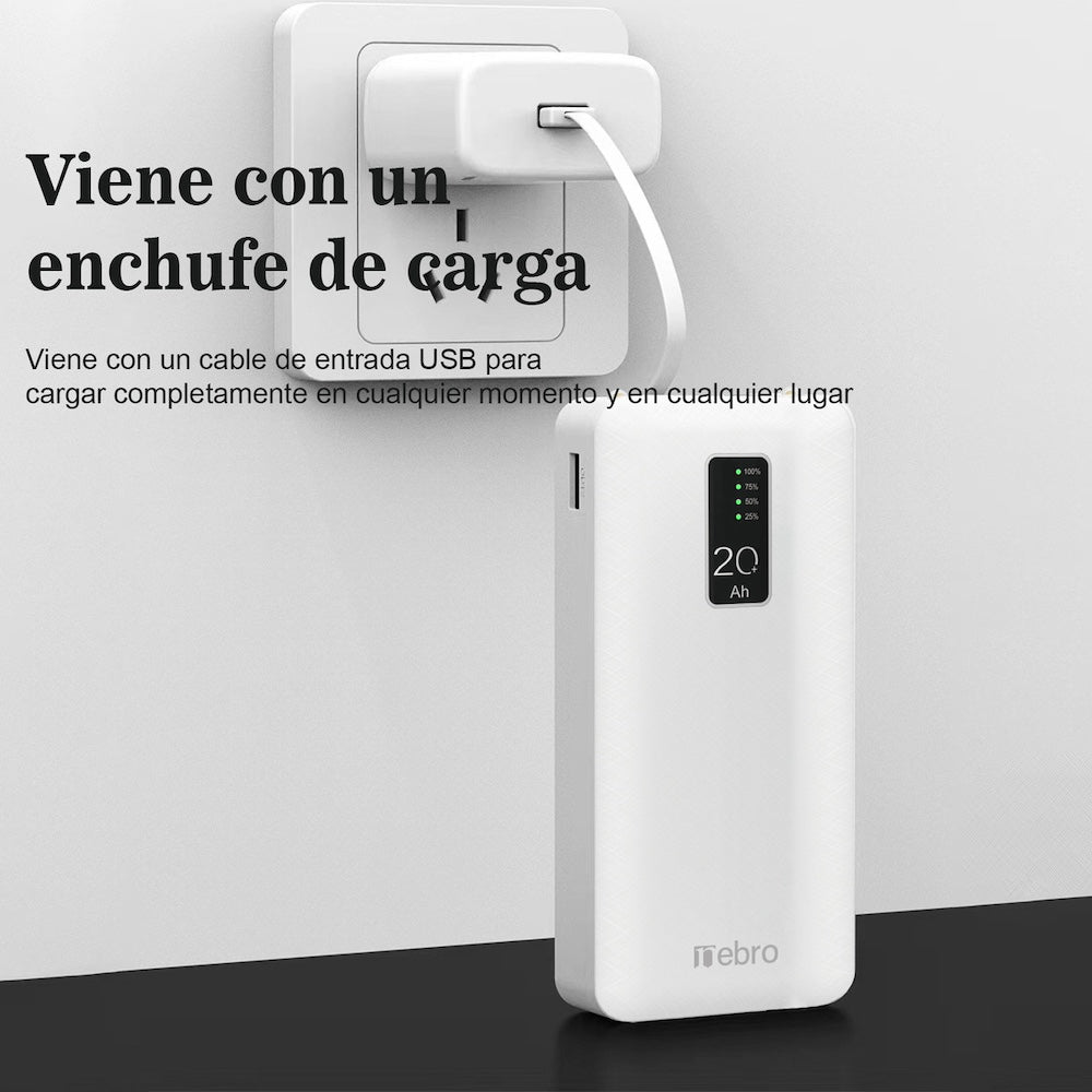 Power Bank Nebro WB-214 20000mAh 2.1A 5V incluye cables IP C V8