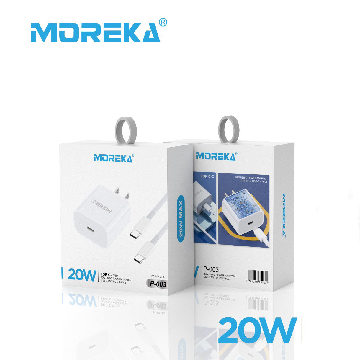 Cargador MOREKA P-003 20W, 3.1A Incluye tipo Cable C - C