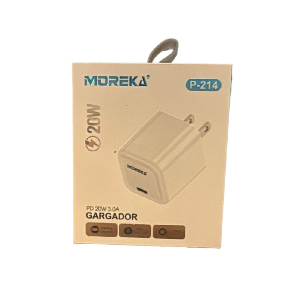 Cubo carga rápida 20W 5V- 3A puerto C Moreka P-214