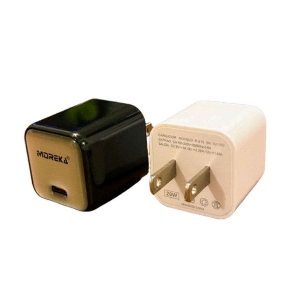 Cargador tipo C 20W 5V- 3A cable 1mt tipo C carga rápida Moreka P-216