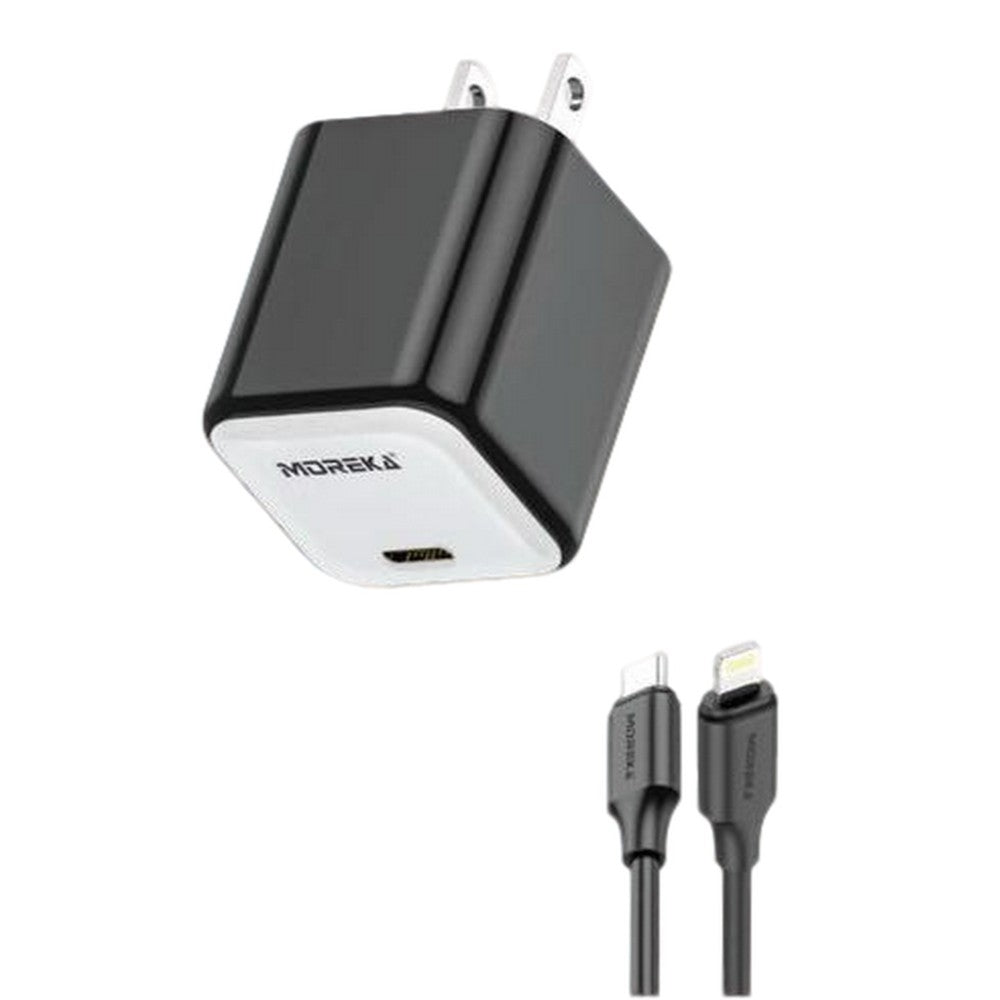 Cargador tipo C 20W 5V- 3A cable 1mt tipo Lightning carga rápida Moreka P-215
