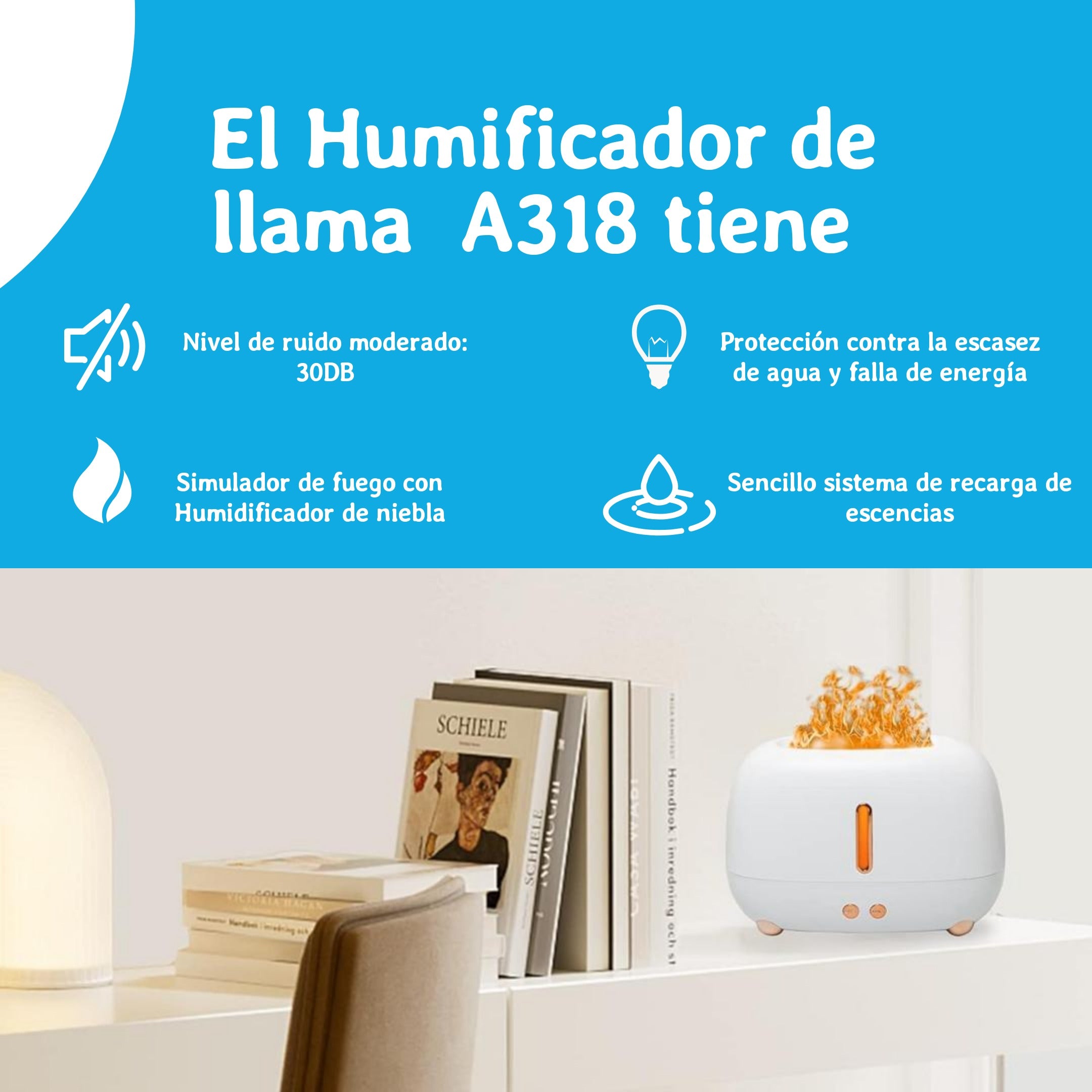 Humificador de llama Portatil A318 Aromaterapia