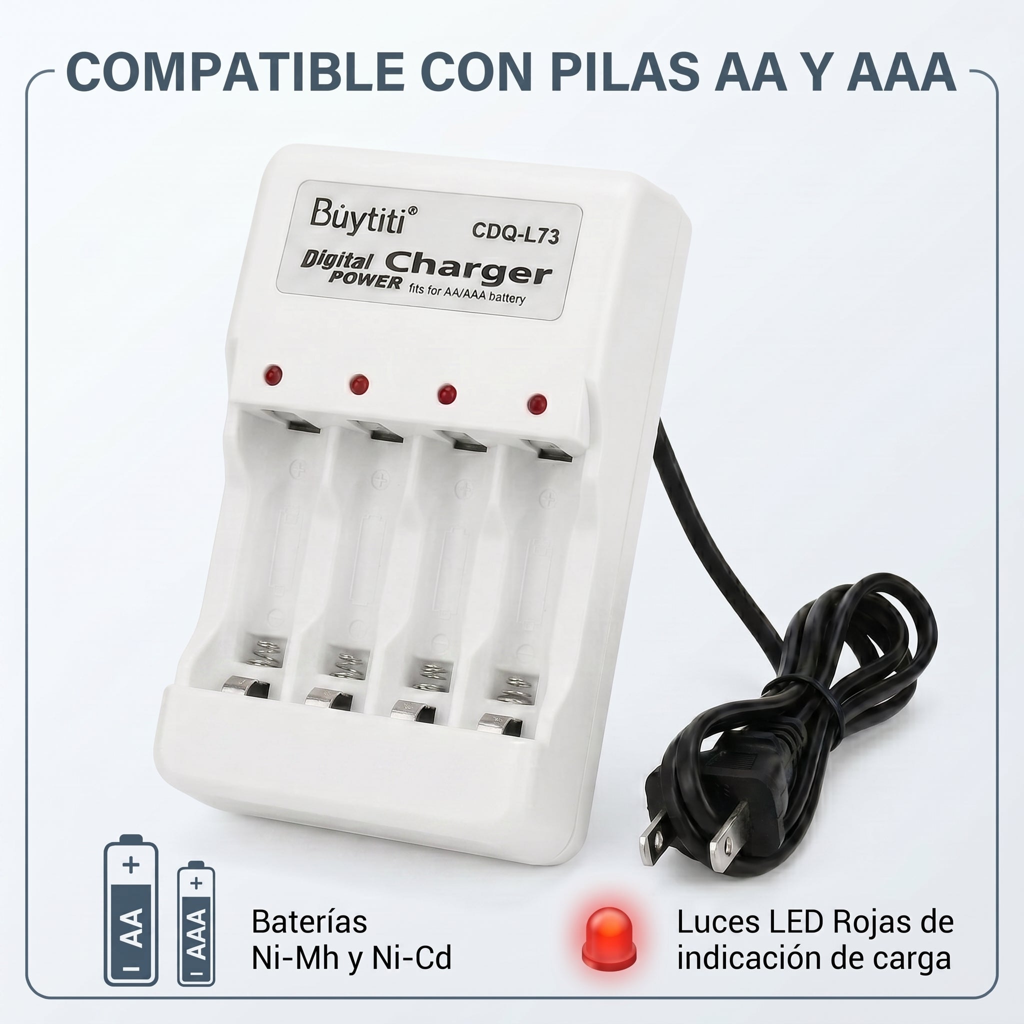 Cargador de Baterias AA/AAA BuyTiti CDQ-L73 con Indicador LED
