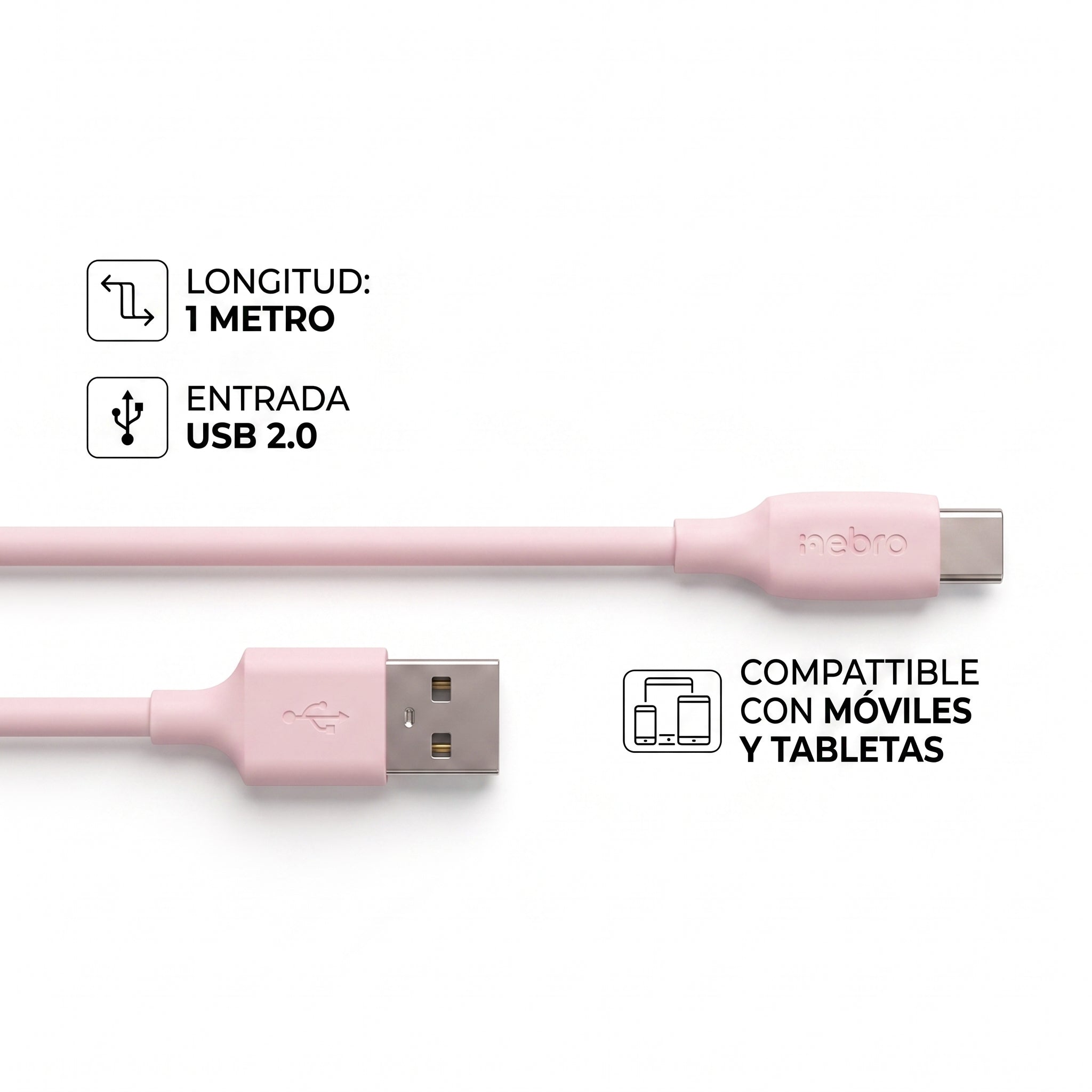 Cable de Carga Rápida USB 2.0 3A Nebro WD-010T - 1 Metro
