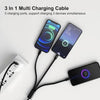 Cable 3 en 1 Moreka CB-25, 3.1 A y Datos, 1.2 M, Lightning, Tipo C, V8