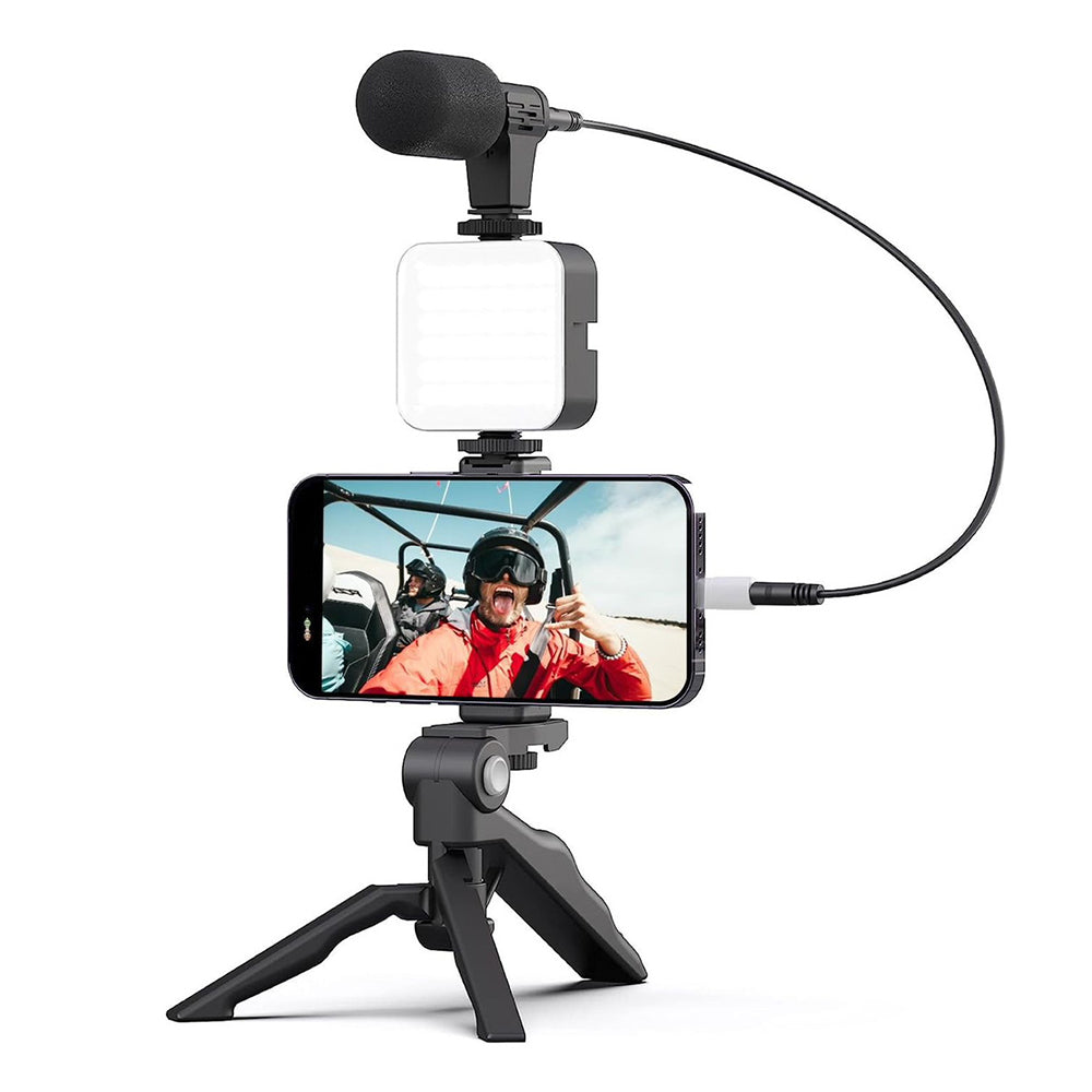Soporte Celular Videoblog Set Tripie Con Luz Led Microfono PY-49