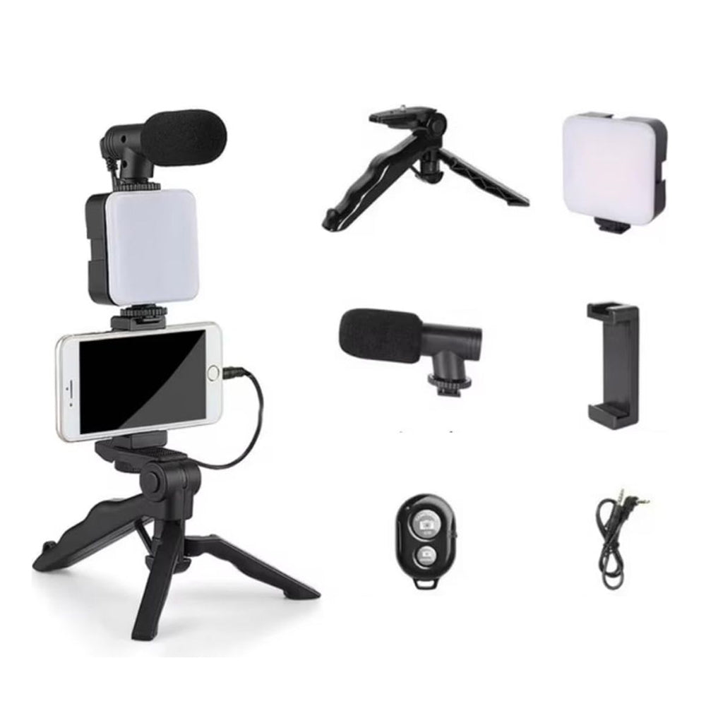 Soporte Celular Videoblog Set Tripie Con Luz Led Microfono PY-49