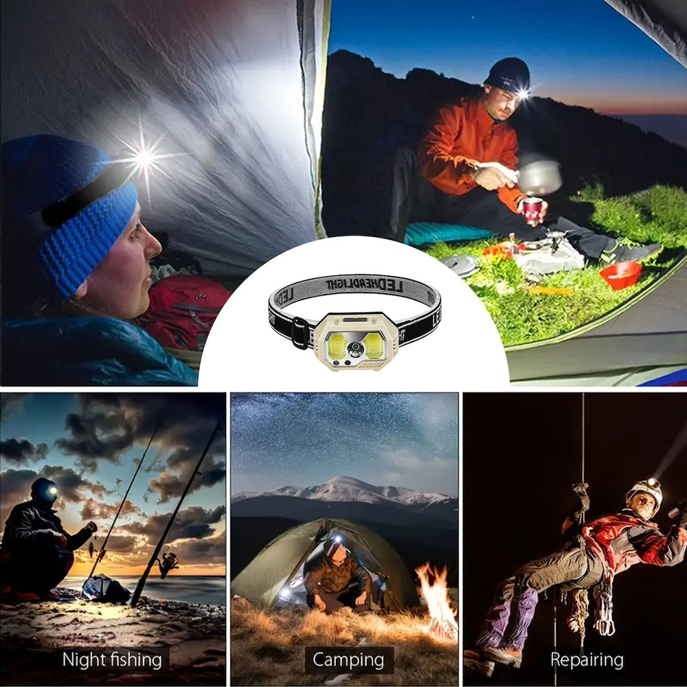 2pcs lámpara cabeza linterna minero recargable impermeable led con sensor de movimiento SH-S31