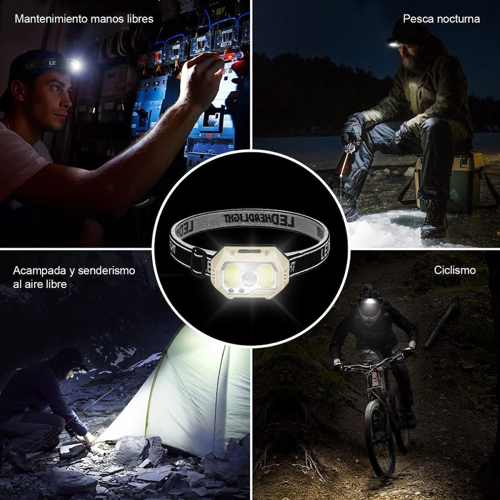 2pcs lámpara cabeza linterna minero recargable impermeable led con sensor de movimiento SH-S31