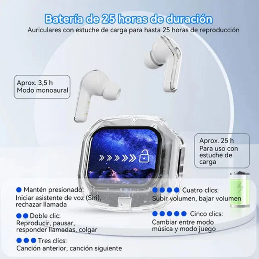 Audífonos Bluetooth Traductor IA Cancelación de Ruido ENC IPX5 SmartBuds