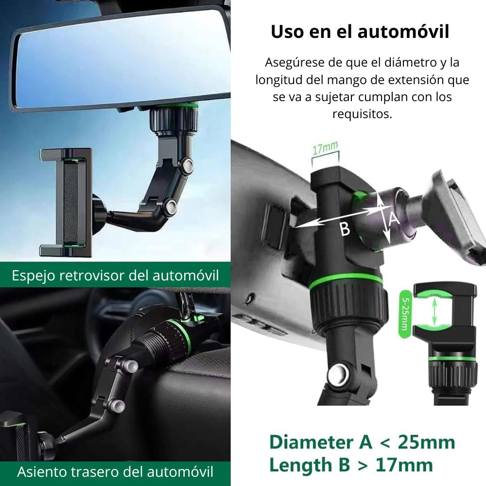 Soporte Porta Celular 360 Carro Auto Espejo Retrovisor y respaldo asiento  y803