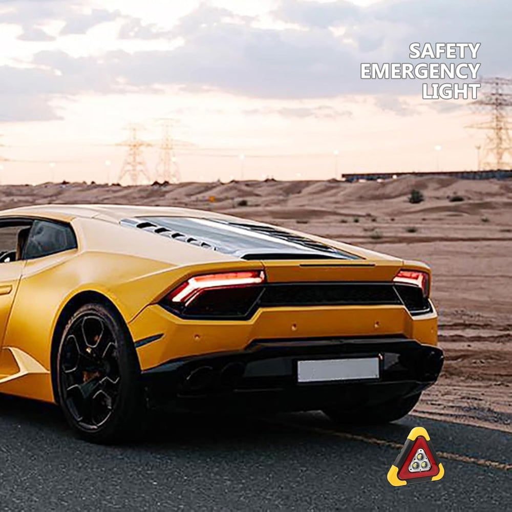 Triángulo de Advertencia LED Solar COB  2200 mAh 27.5 largo  powerbank  IP65 SQ-6610