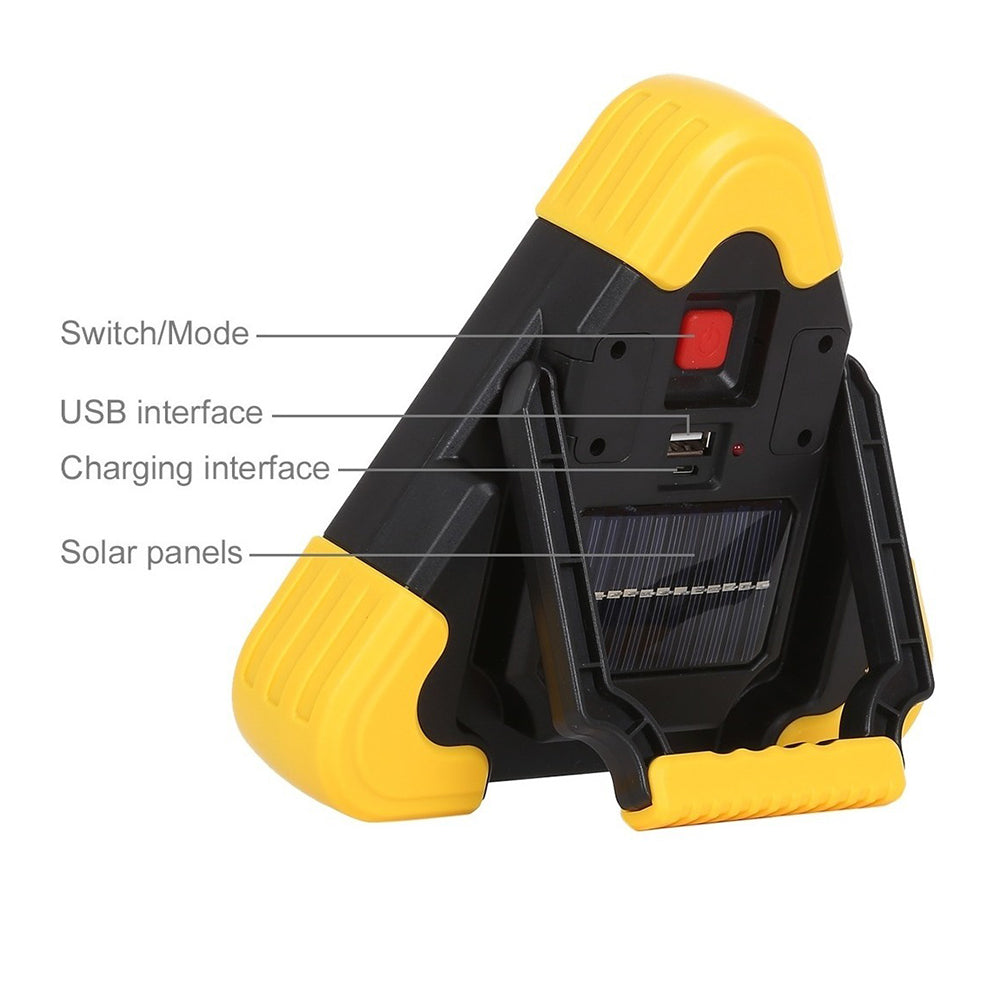 Triángulo de Advertencia LED Solar COB  2200 mAh 27.5 largo  powerbank  IP65 SQ-6610