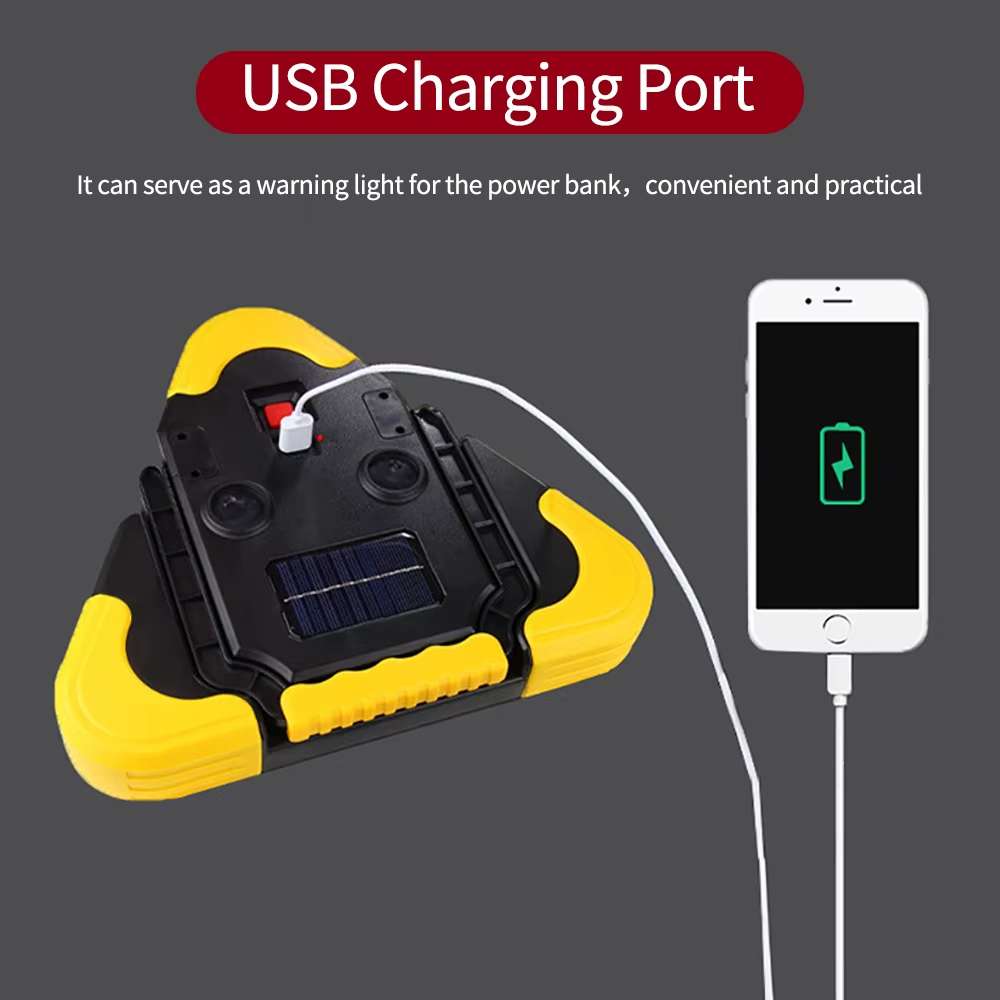 Triángulo de Advertencia LED Solar COB  2200 mAh 27.5 largo  powerbank  IP65 SQ-6610