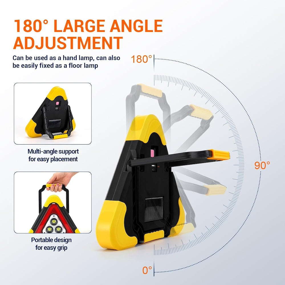 Triángulo de Advertencia LED Solar COB  2200 mAh 27.5 largo  powerbank  IP65 SQ-6610