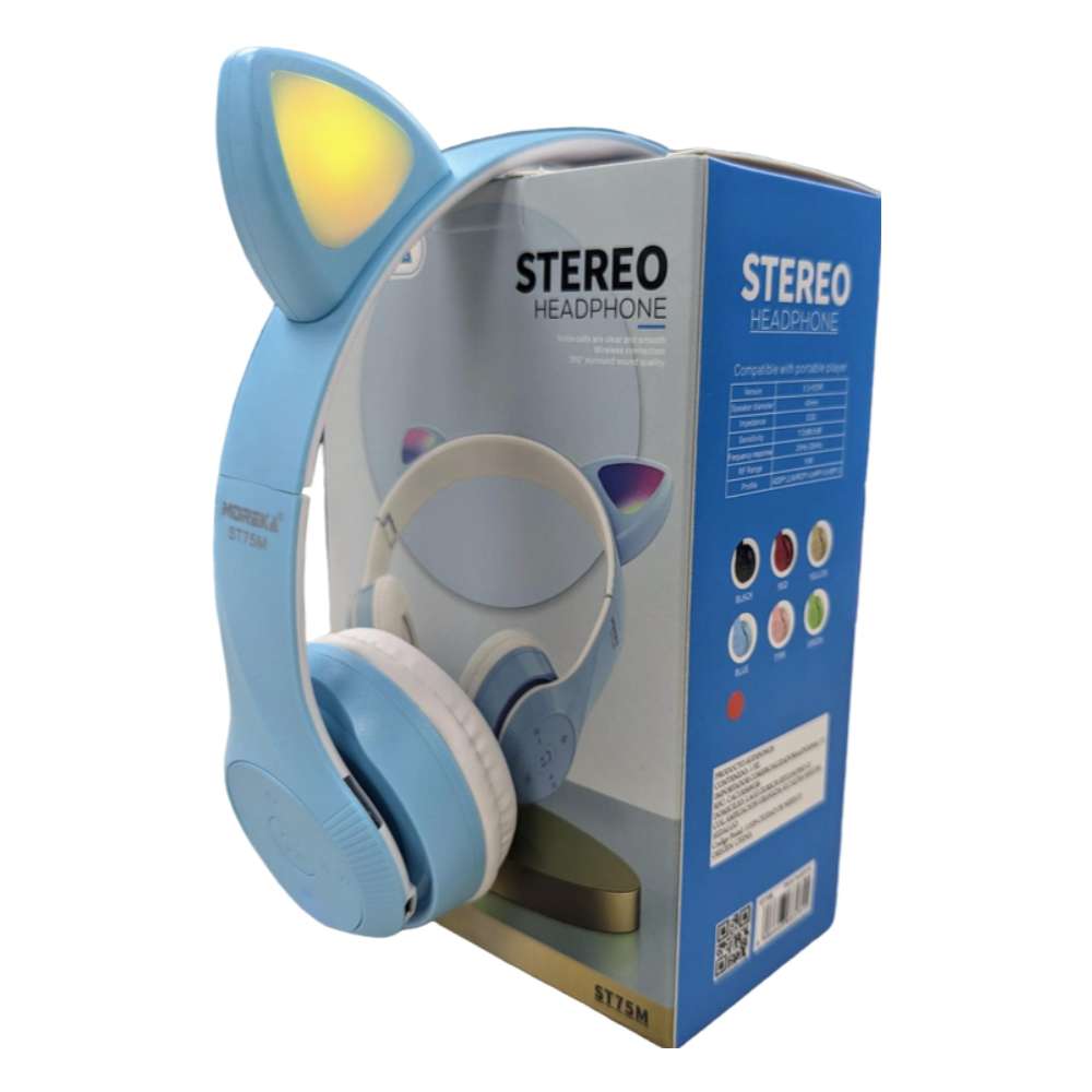 Audífonos Diadema Gato Bluetooth Moreka ST75M Inalámbrico Plegable