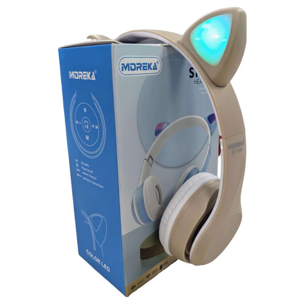 Audífonos Diadema Gato Bluetooth Moreka ST75M Inalámbrico Plegable