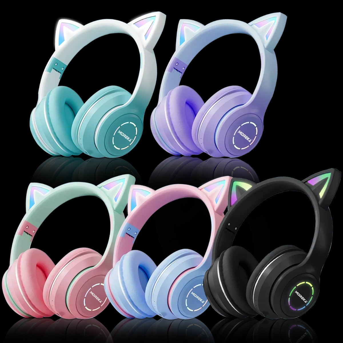 Diadema Gato Bluetooth inalámbrico Baja latencia larga duración RGB ST89M