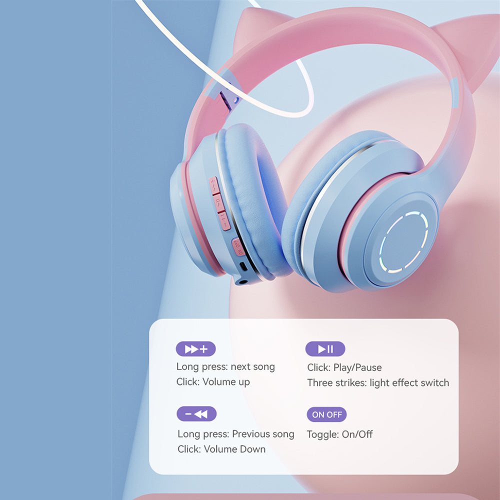 Diadema Gato Bluetooth inalámbrico Baja latencia larga duración RGB ST89M