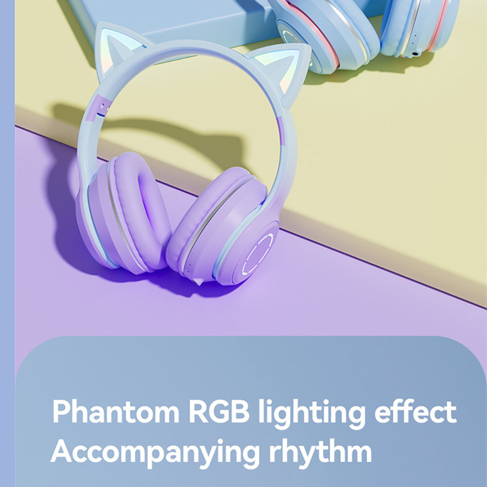 Diadema Gato Bluetooth inalámbrico Baja latencia larga duración RGB ST89M