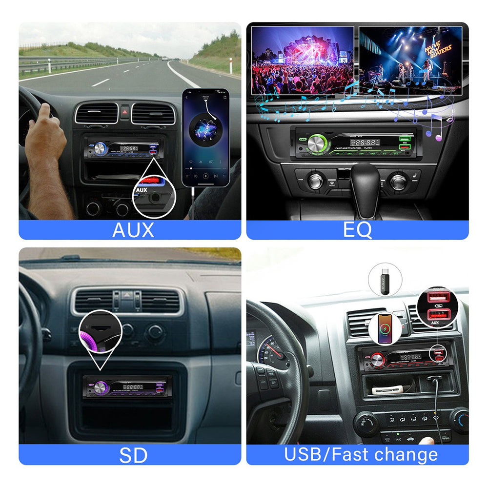 Auto Estereo Coche Reproductor Mp3 Radio Con Bt Aux 2usb Sd SY-1200