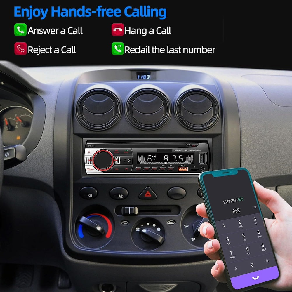 Auto Estéreo radio FM AM audio Bluetooth y llamadas manos libres Moreka SYD-1207