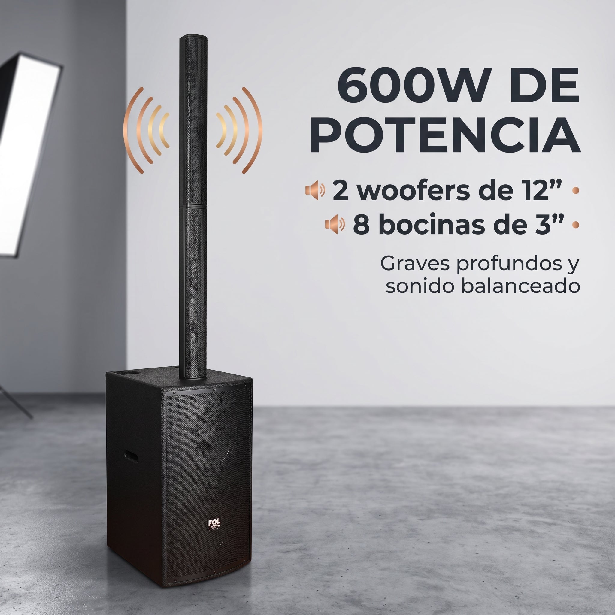 Torre de Sonido FOL FS-T939 600W - 2 micrófonos